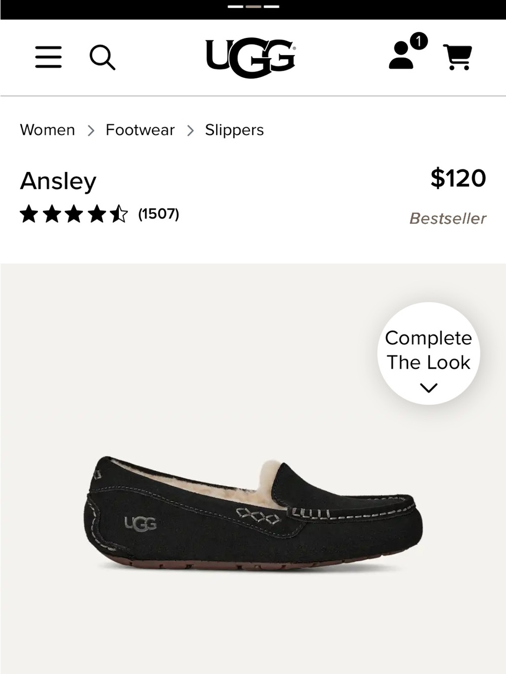 💜OFFERS💜 - UGG Ansley Black Suede Slipper with Cream Shearling Trim